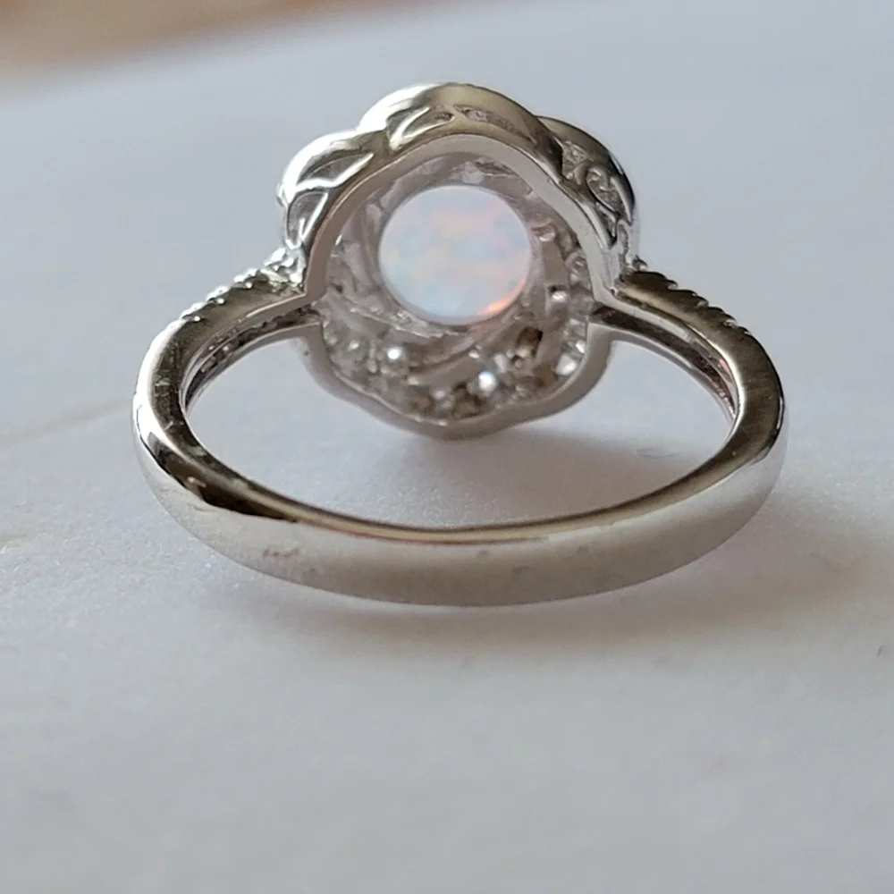 Floral Opal and Diamond Simulated Stone Ring | Fragrant Jewels